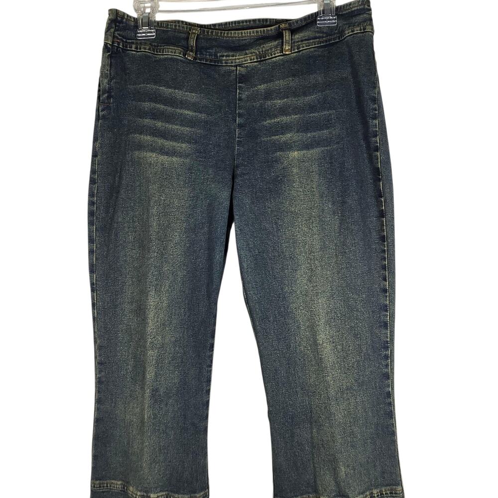 VTG YMI UBU Jeans 32x32 (JR 13) Split Hem Flare Leg Jeans Y2K Pocketless Stretch - Picture 6 of 11